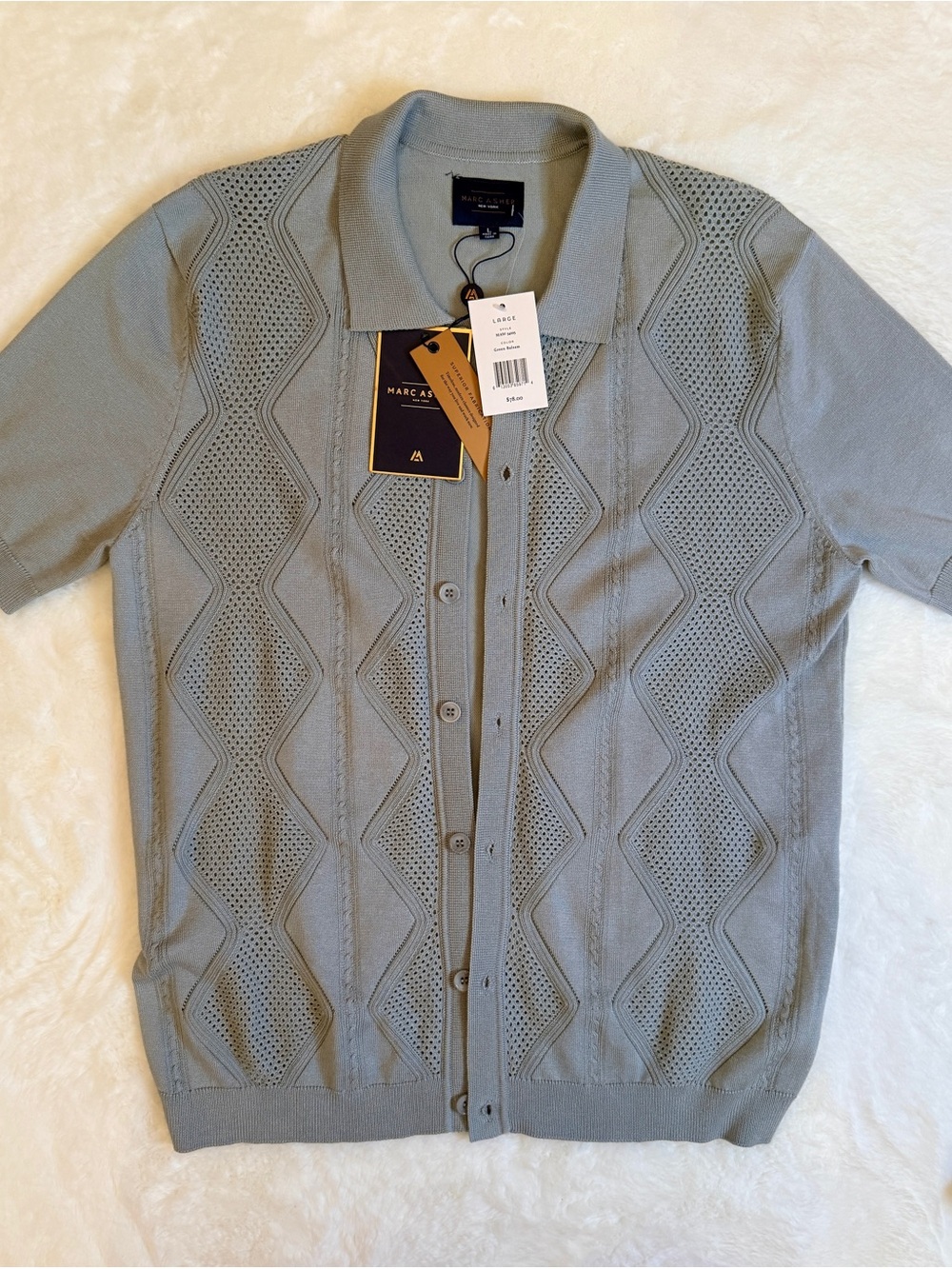 Marc Asher NWT Green Balsam Openwork Knit Cardigan Large